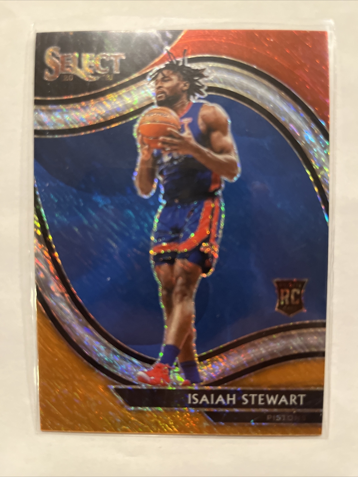 2020-21 Select Isaiah Stewart Courtside Red White Orange Shimmer Prizm Rc #285