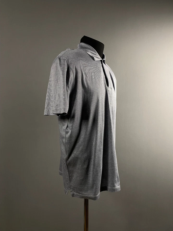 Camisa polo masculina manga curta algodão puro listrada azul Gran Sasso UE 56 Reino Unido 46 GG - Imagem 3 de 4