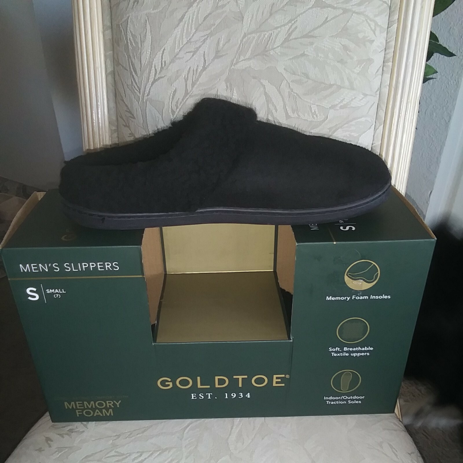 PANTOFOLA D’ORO AUTENTICO "GOLDT UOMO NERO. PANTOFOLE IN ECOPELLE SCAMOSCIATA PELLICCIA SINTETICA DA INTERNO ESTERNO TAGLIA