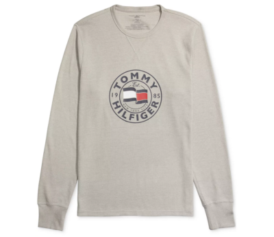 Tommy Hilfiger Thermal Waffle-Knit Pajama T-Shirt Gray Heather