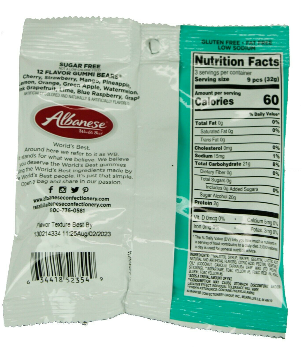 3 Pack Albanese Sugar Free Gummi Gummy Bears 3.5 Oz Bag Gluten Free 12