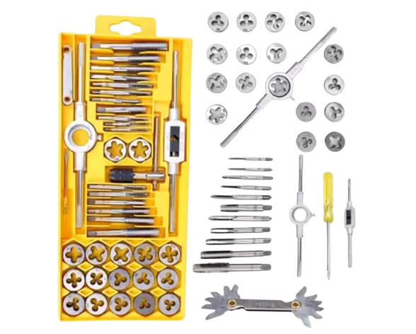Kit 40 Pezzi Maschi e Filiere Professionali in Valigetta per Filettatura