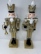 Gold  Black Metallic Nutcracker Soldier with Silver Trim 21", Christmas, NEW
