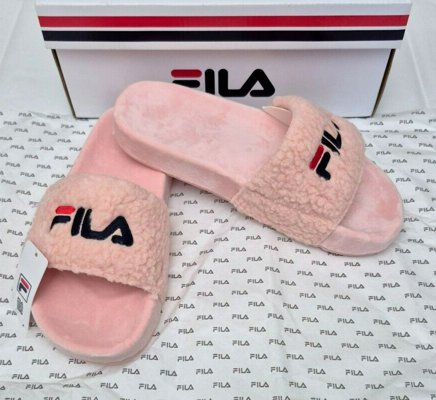 Fila sandalo donna fuzzy drifter slide ROSA blu navy rosso taglia 8 9 nuovo con scatola