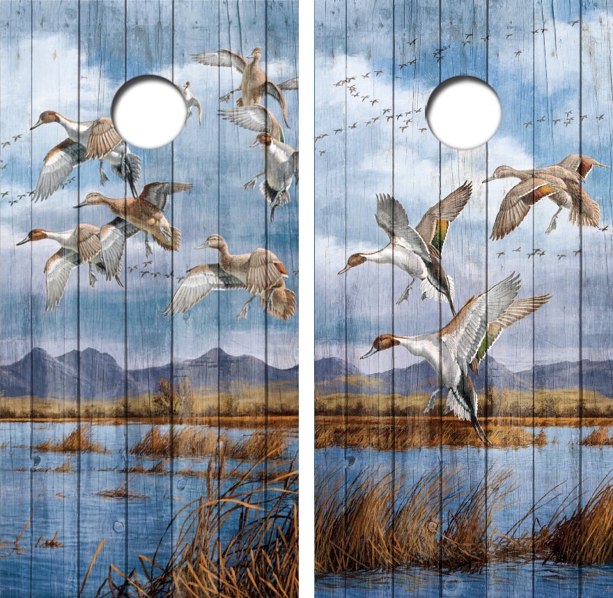 Ducks Landing Water Cornhole Board Wrap Laminated Vinyl Decal Sticker #4307