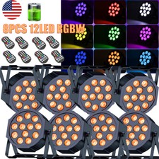8Pcs Battery Powerd RGBW Par Can Light 12 LEDs Stage Lighting DMX Concerts Show