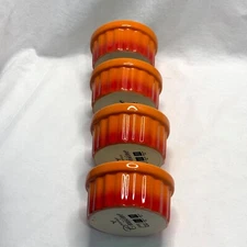 Ramekin Custard Cup Baking Dishes Flame Orange & Red Set of 4 Nouvelle Cuisine