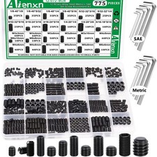 775PCS Metric +SAE Set Screw Assortment Kit Hex Socket Head Cup Point Set Scr...