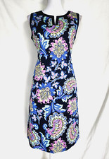 NWT Talbots Size 6 Sleeveless Cotton Sheath Dress Paisley Floral Navy and Multi