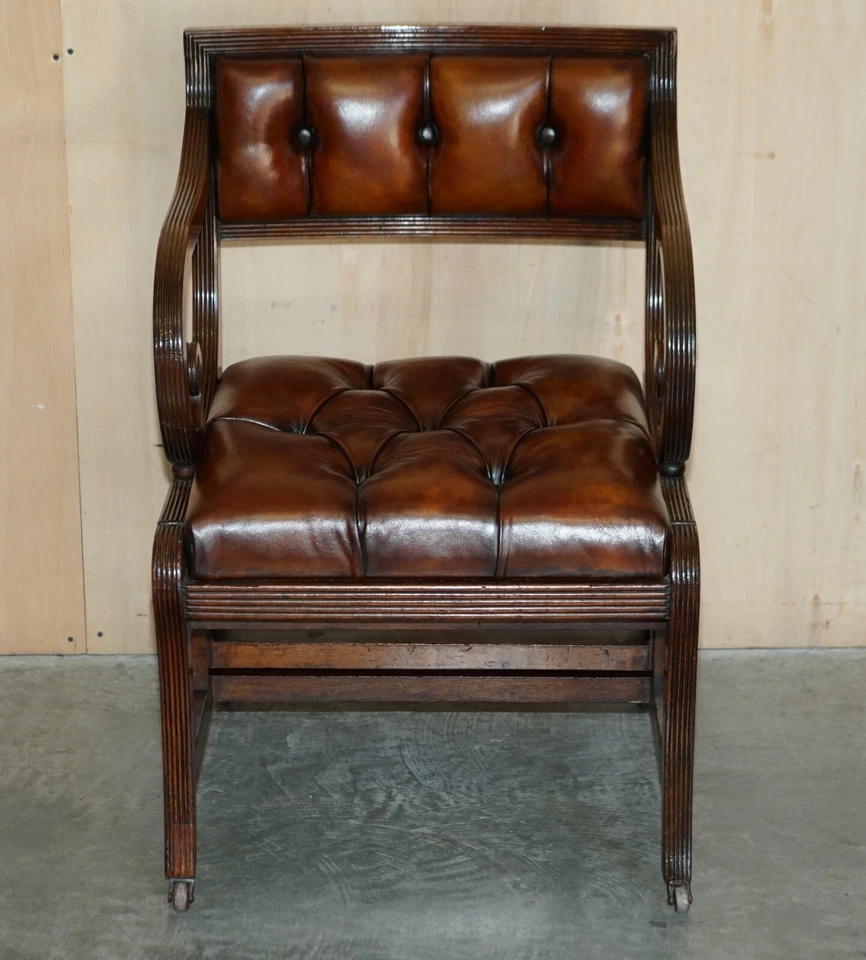 ANTIQUE 1810 ATTRIBUTED TO GILLOWS METAMORPHIC LEATHER LIBRARY ARMCHAIR STEPS - Imagem 3 de 4
