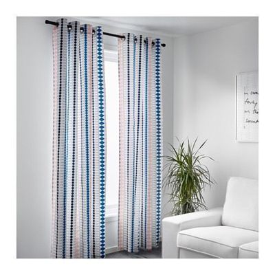 Brand New IKEA Mossflox Curtains Multicolor 57 x 98'' 2 Panels USPS Priority Mail