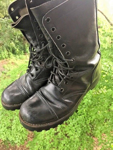 TONG YONG Custom Made Military Motorcycle Black Leather Boots Men Shoes Sz 8 👟3 - Picture 3 of 7