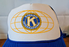 Vintage 80s Kiwanis International Baseball Cap Adjustable Snapback Rope Trim