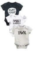 Ex Store Baby Boy Grey 3 Pack Slogan Vests Bodysuit X 3 SET Age 0/1  Months New