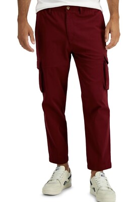 New Mens Club Room Garnet Stone Drawstring Cropped Cargo Pants XL