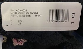 $133 Lise Charmel Women's Black Floral Lace Thong Panty Size XS