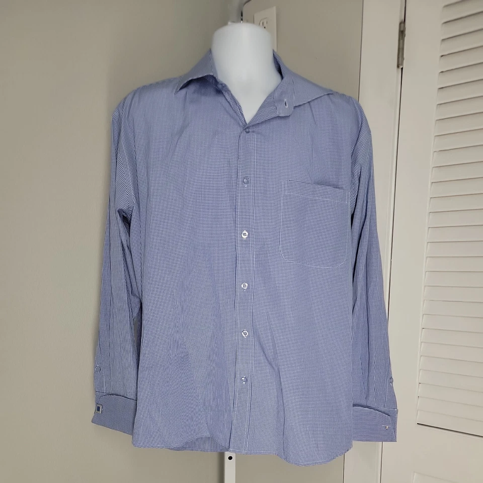 Camisa C.Allen New York Cuello Abotonado ~ Talla 17.5 34/35 ~ Azul y Blanco ~ Cuadros Foto 2 de 4