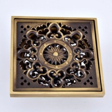 Antique Brass Floor Drain Grate Shower Square Bathroom Waste ahr082