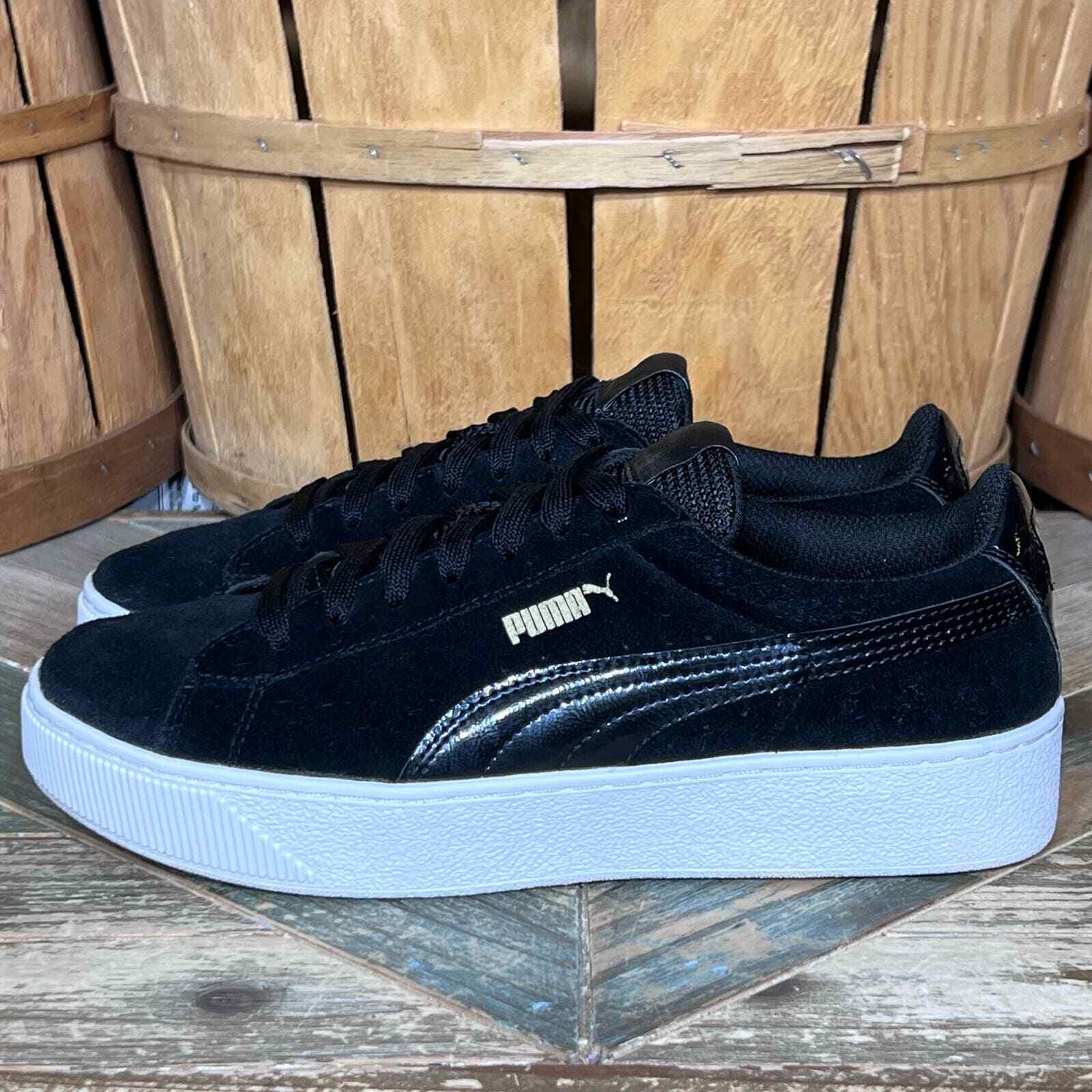 Puma Vikky Platform Pure Black Suede SoftFoam Stackedâ¦ - Gem