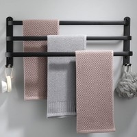 Handtuchhalter Aluminium Wandmontage 3 StöCkig Haken Badetuchhalter 80CM Schwarz