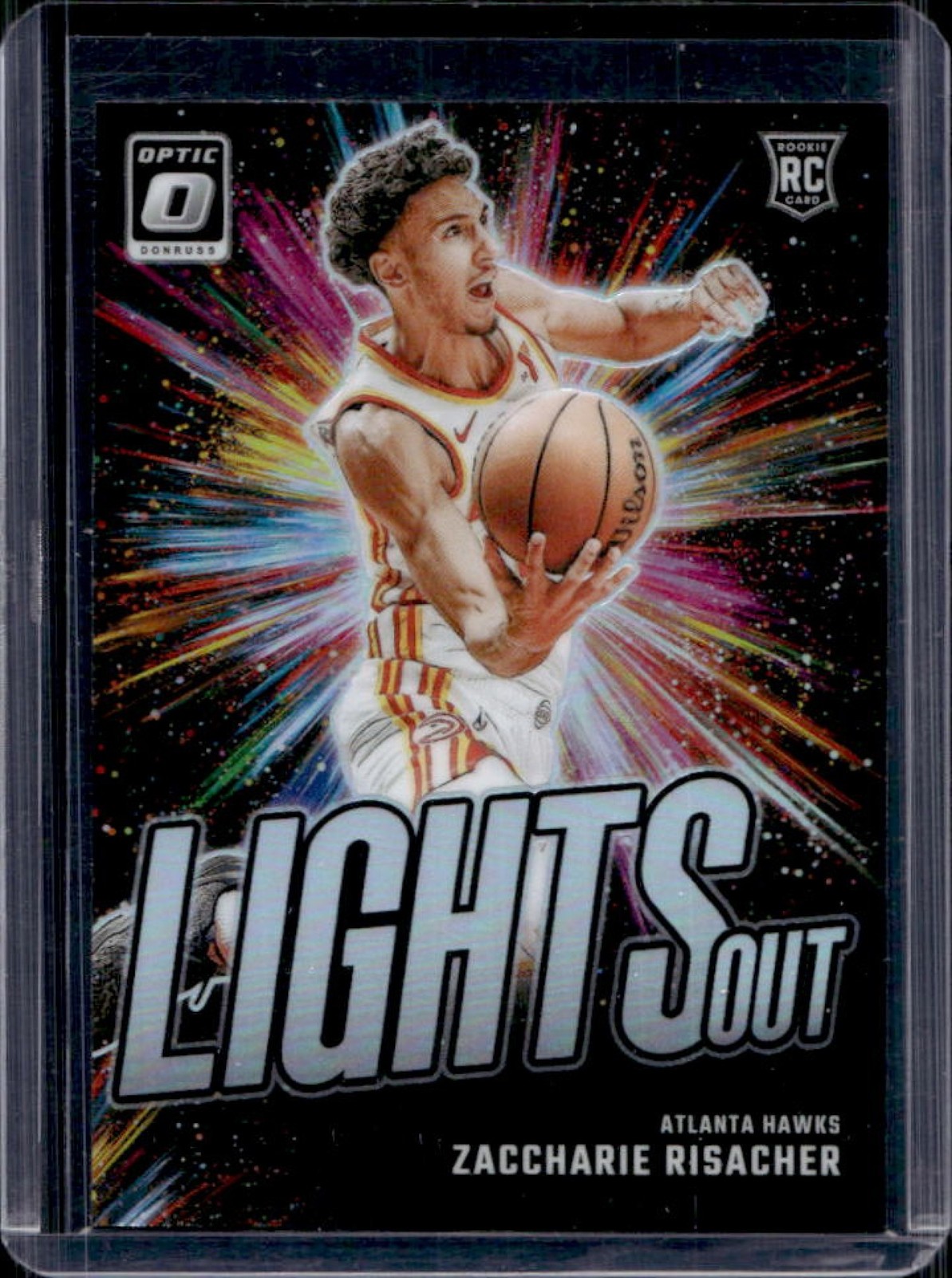 2024-25 Panini Donruss Optic Zaccharie Risacher Lights Out RC Holo #4 Hawks