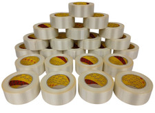  23 ROLLS 3M/Scotch Bi-Directional Filament Tape, 3" Core, 50 MM X 50 M, Clear