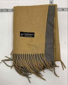 Cashmere Women Mustard Yellow/Heather Gray Cashmere Scarf