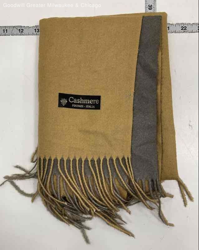Cashmere Women Mustard Yellow/Heather Gray Cashmere Scarf