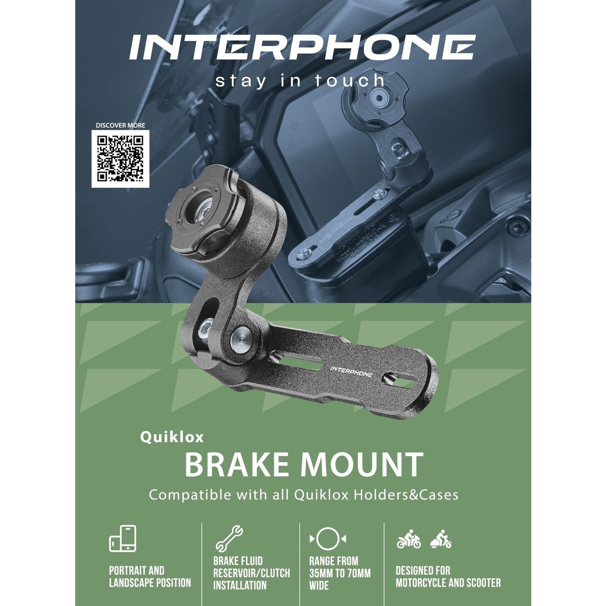 Support téléphone moto Interphone anti-vibration sur réservoir de liquide de frein