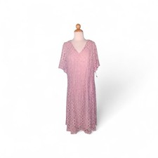 NWT Lane Bryant Lace Dress Women's Size 16 Pink Lined Short Sleeve Knee Length