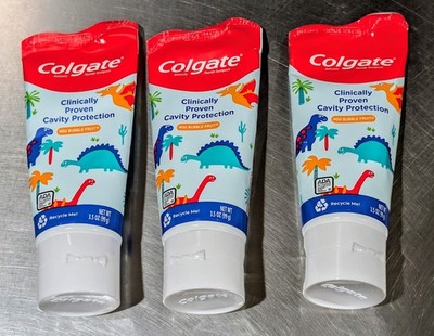 3 x Colgate Kids Dinosaur Toothpaste Mild Bubble Fruit 3.5 oz/ea