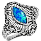 2CT  Blue Fire Opal 925 Solid Sterling Silver Ring Sz 6 F3-8 — photo 1