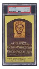 Carl Hubbell Signed 4x6 New York Giants Hall Of Fame Plaque Card PSA/DNA