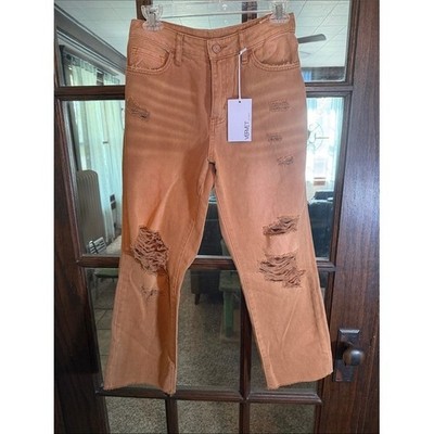 Vervet by Flying Monkey Autumn Leaves Distressed Cropped Jeans Brown Size 27