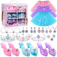Princess Dress Up Toys, Jewelry Boutique Kit, 3 Color Skirts, Shoes, Crowns, ...