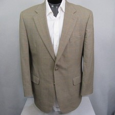 Brooks Brothers Mens Sport Coat 43L Tan Houndstooth Blazer Jacket Single