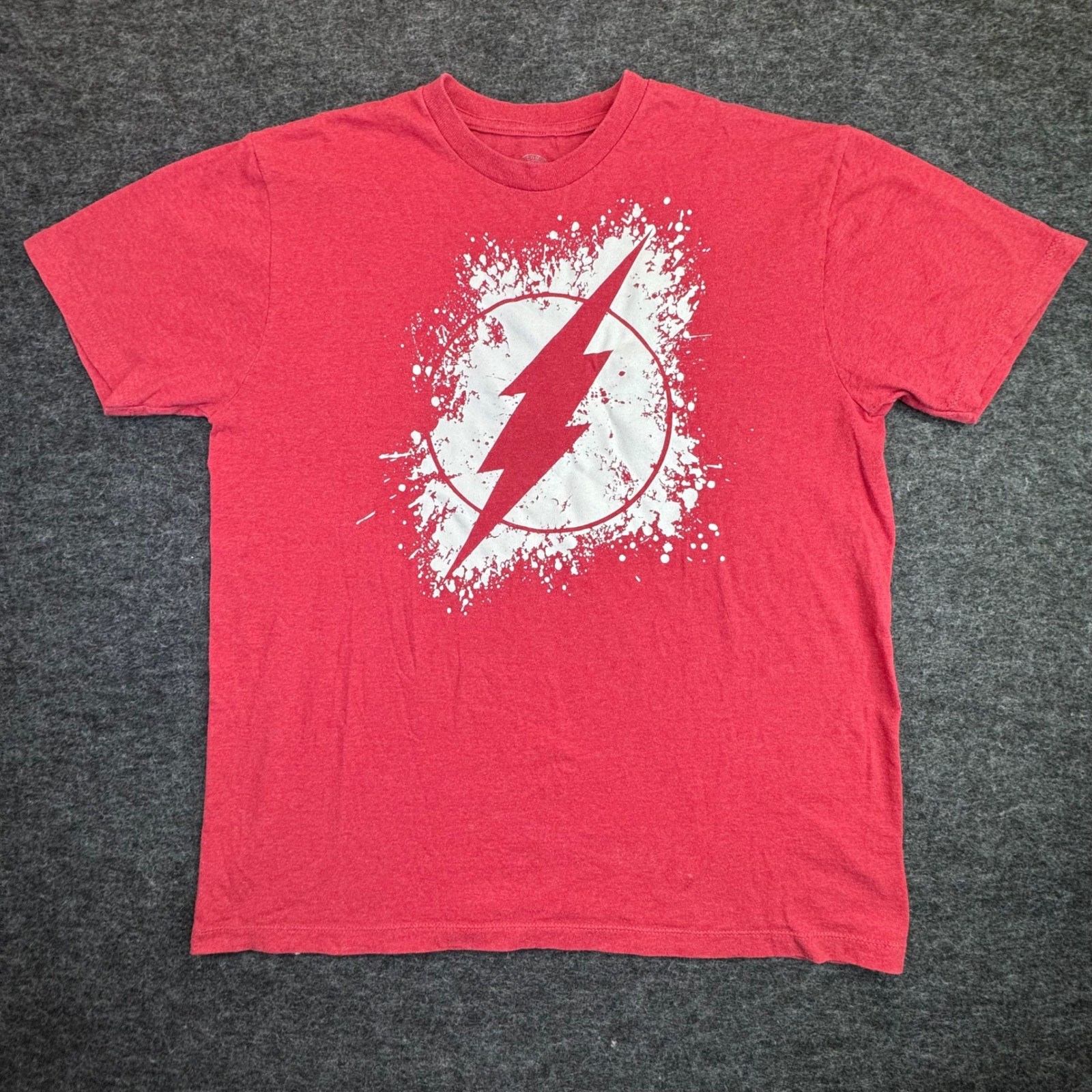 DC Comics T-Shirt Mens L Red The Flash Lightning Bolt Graphic Tee Short Sleeve
