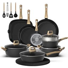 23 Pcs Pots and Pans Set, Non Stick Ceramic Cookware Set with 3 Frying Pans, ...