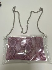 Ausgefallene Damen Handtasche, 2 Teilig , Leder, Kunststoffaussentasche