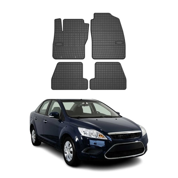 Omac Gummi FußMatten FüR Ford Focus Mk2 2004-2011 Automatten Schwarz 4X-image