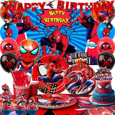 Spider Man Birthday Decorations,115 Pcs Spider Man Party Accessories Tableware