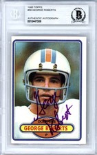 George Roberts Signed 1980 Topps Card #56 Miami Dolphins Beckett BAS