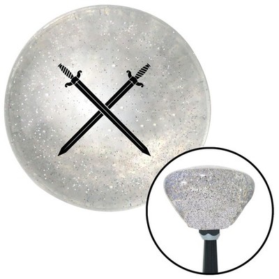 Black Swords Crossed Clear Retro Metal Flake Shift Knob w/ M16x1.5 Insert Auto