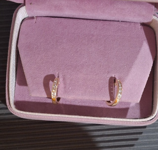 14K Yellow Gold Diamond Hoop Earrings Round Channel Set Hinged