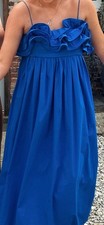 Beautiful Ocean Blue Mango Sleeveless Wedding Guest Dress Size 12 With Detail