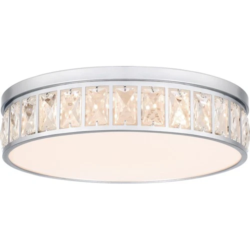 Quoizel GIB1615 Gibson 15"W LED Flush Mount Drum Crystal Ceiling - Chrome - Picture 1 of 5