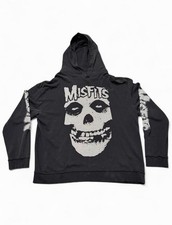 MISFITS Skull Graphic Vintage Black Hoodie with White Script Mens XL Rare