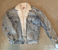 Vintage 80s Levi Acid Wash Sherpa Jean Jacket Small Made In USA