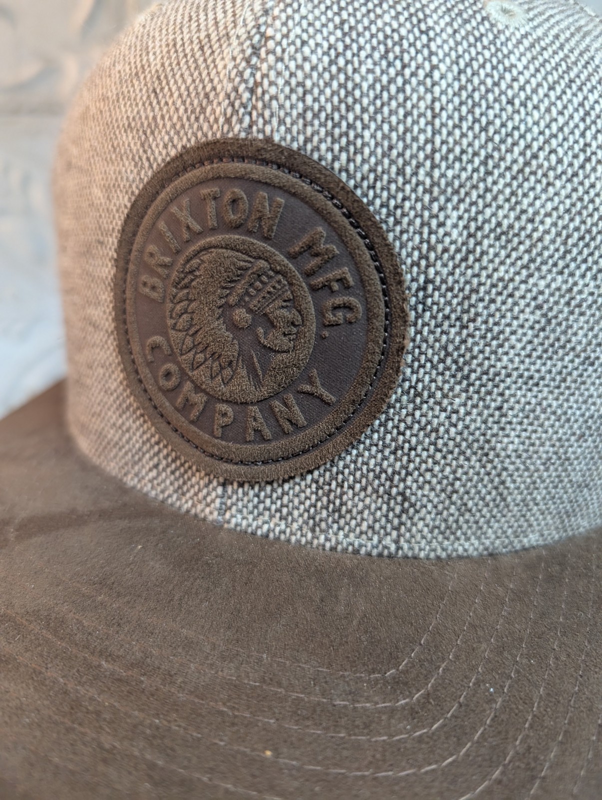 Brixton Hat Cap Snap Back Brown Gray Patch Logo I… - image 1