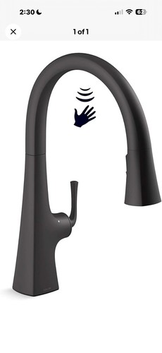 Kohler Graze Touchless Pulldown Kitchen Faucet K-22068-BL - MATTE BLACK FINISH
